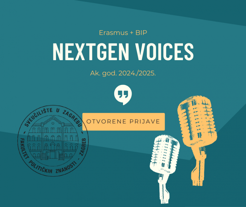 Otvorene prijave za Erasmus+ BIP „NEXTGEN VOICES“ u ak. god. 2024./2025.