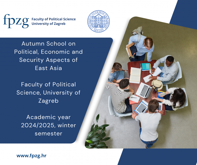 Join the Autumn School on Political, Economic, and Security Aspects of East Asia at the Faculty of Political Science, University of Zagreb