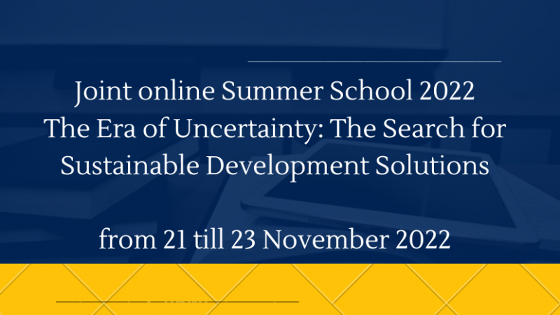Online Ljetna škola 2022 - The Era of Uncertainty: The Search for Sustainable Development Solutions