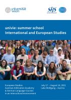 univie: summer school – European and International Studies 2021 of the Sommerhochschule of the University of Vienna.